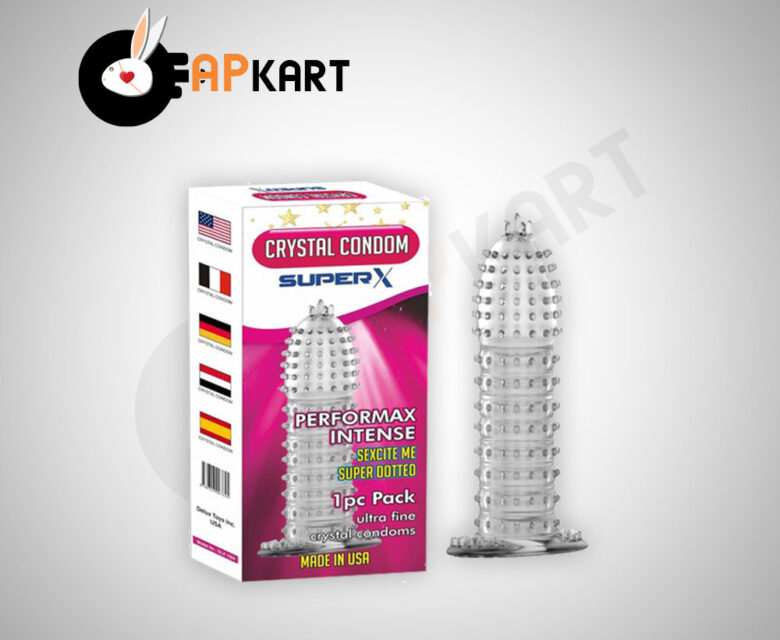 Crystal Silicone Dotted Ribbed Clear Reusable Condom Penis Sleeve Adult Sexy Toy - Adults Product Kart