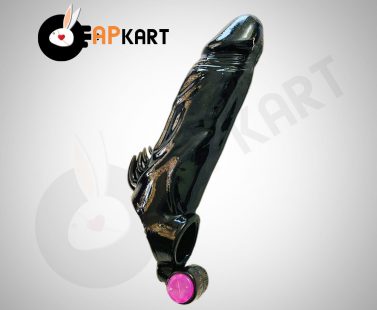 Male Shark Blak Penis Extender Vibrator Soft Reusable Condom Sleeve - Adults Product Kart