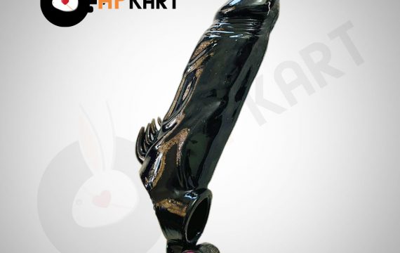 Male Shark Blak Penis Extender Vibrator Soft Reusable Condom Sleeve - Adults Product Kart